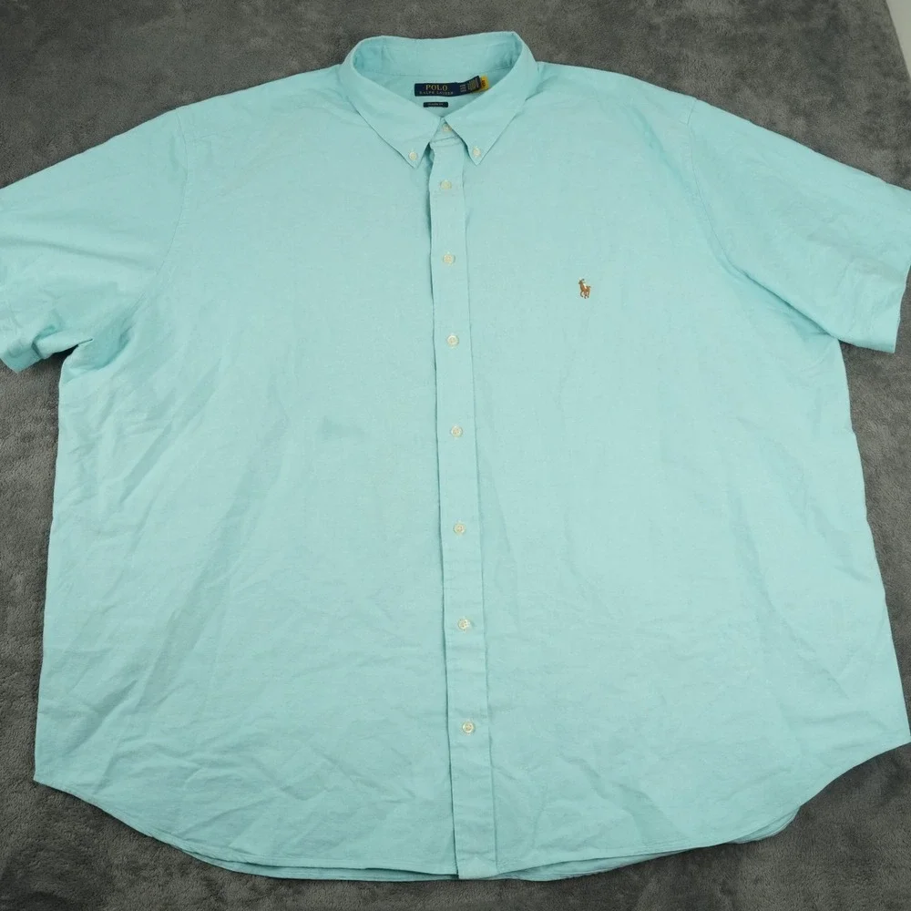 Polo Ralph Lauren Button Down Shirt Men 4XB Blue Short Sleeve Classic Fit Cotton